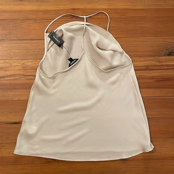 Express Neutral Beige Chiffon T-Back Camisole Top Womens Size Small NEW - Picture 5 of 8